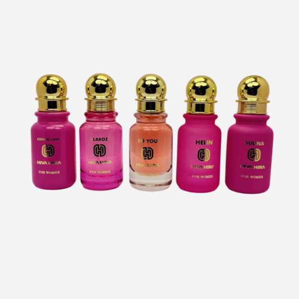 عطر جیبی زنانه هیوا هیرا مدل 02 با رایحه شیرین حجم 30 میلی‌لیتر مجموعه 5 عددی